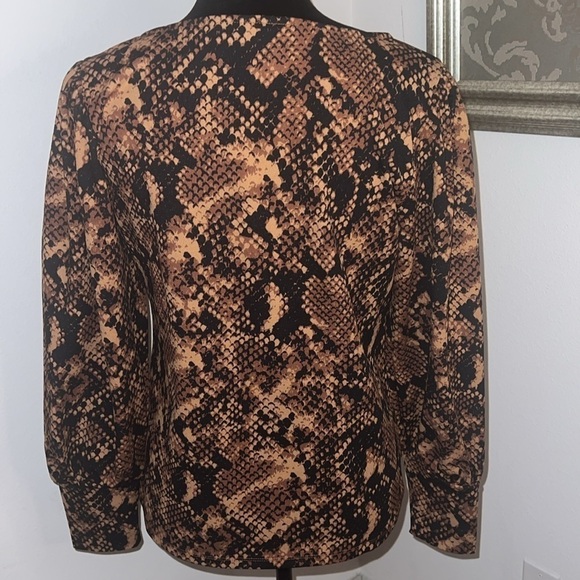Ann Taylor snake print square neck puff long sleeves pull over blouse top Sz M - Picture 5 of 9